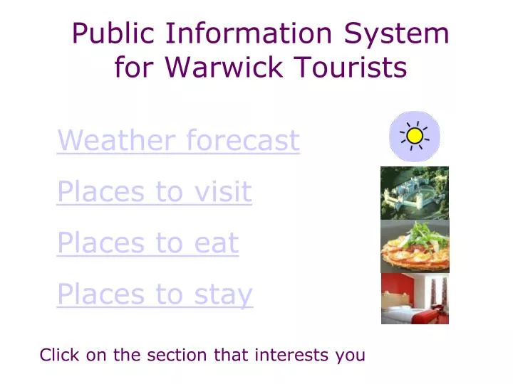 public information system for warwick tourists