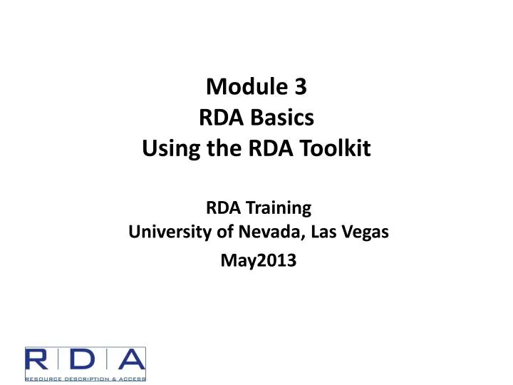 module 3 rda basics using the rda toolkit
