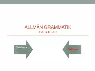 allm n grammatik satsdelar