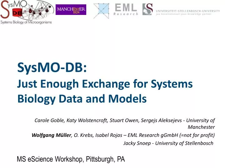 sysmo db just enough exchange for systems biology data and models