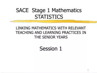 SACE Stage 1 Mathematics STATISTICS