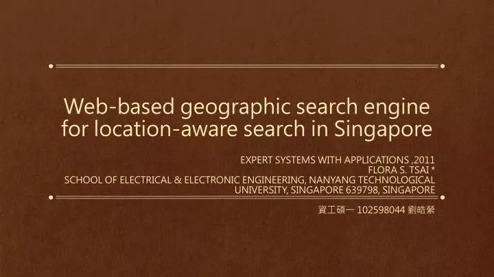 web based geographic search engine for location aware search in singapore