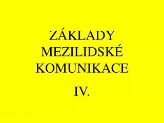 z klady mezilidsk komunikace