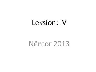 leksion iv