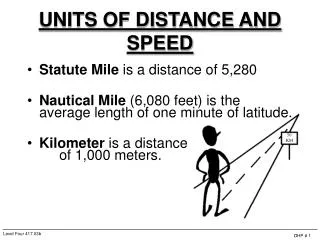 UNITS OF DISTANCE AND SPEED