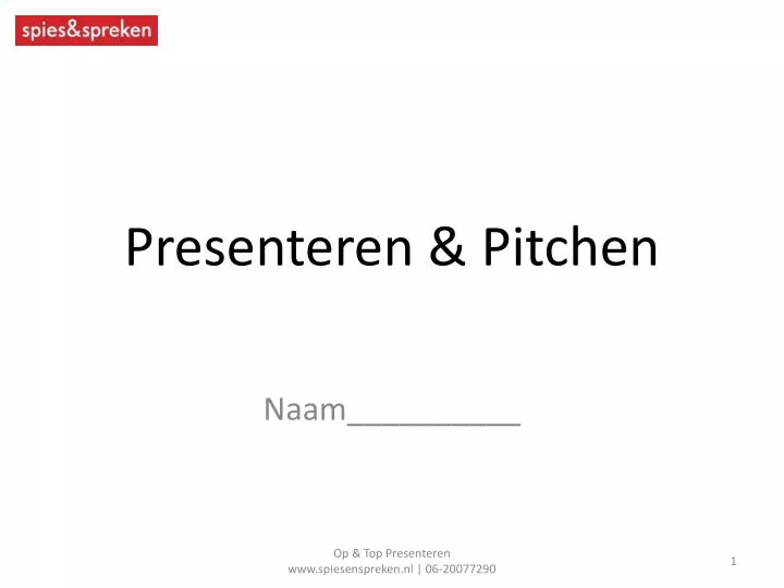 presenteren pitchen