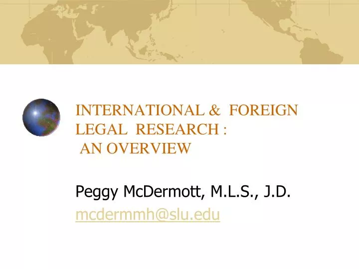 international foreign legal research an overview