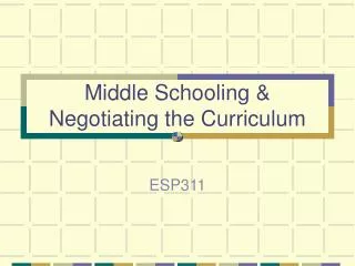 Middle Schooling &amp; Negotiating the Curriculum