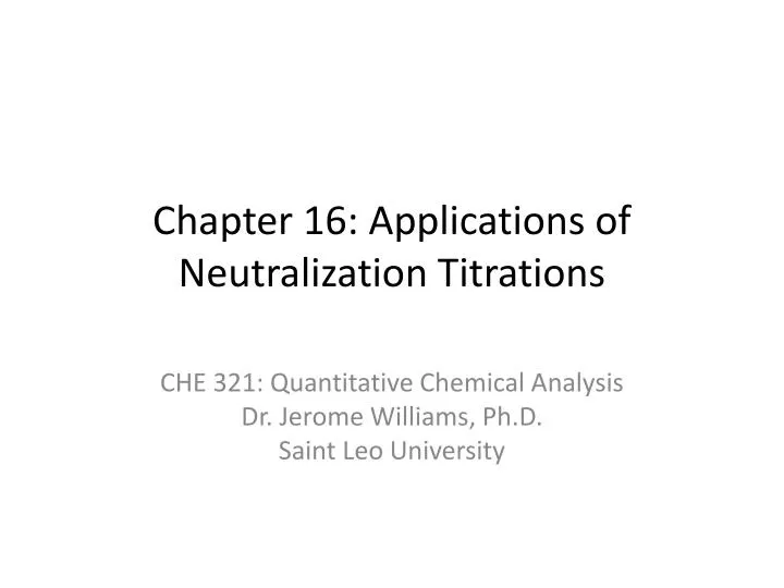 chapter 16 applications of neutralization titrations