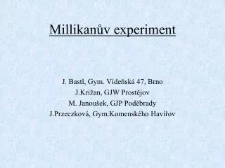 millikan v experiment