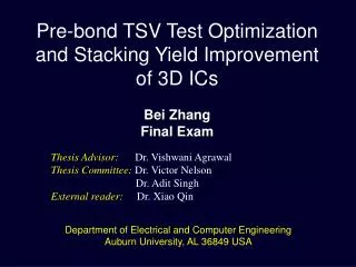 Pre-bond TSV Test Optimization and Stacking Yield Improvement of 3D ICs Bei Zhang Final Exam