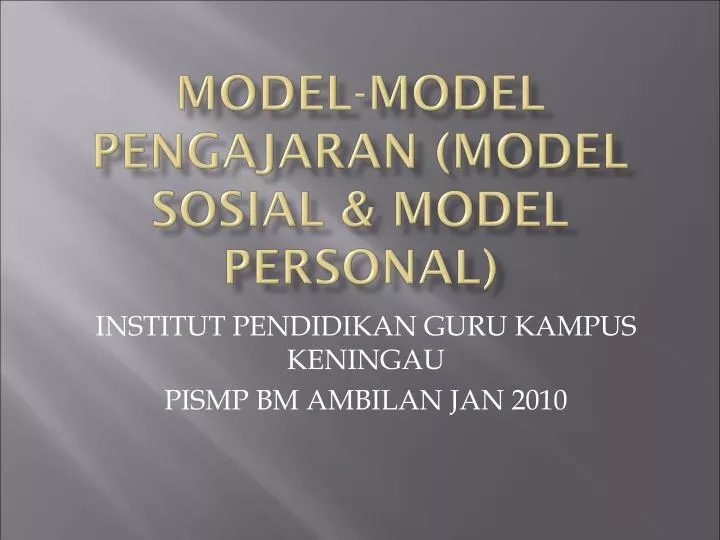 model model pengajaran model sosial model personal