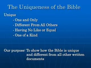 The Uniqueness of the Bible
