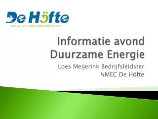 informatie avond duurzame energie