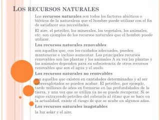los recursos naturales