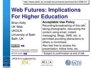 Web Futures: Implications For Higher Education