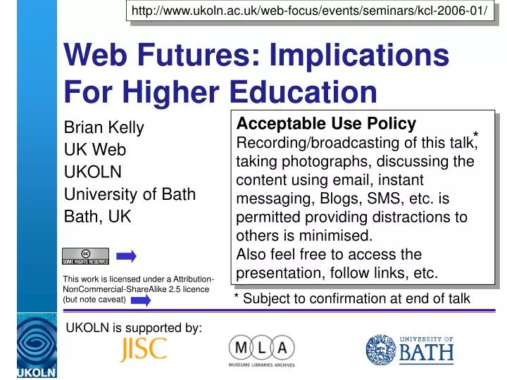web futures implications for higher education