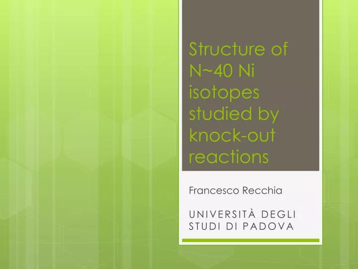 structure of n 40 ni isotopes studied by knock out reactions
