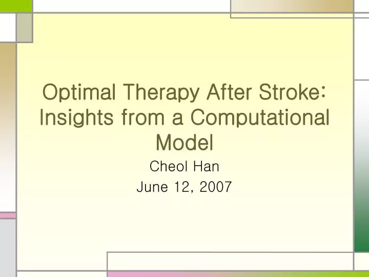 optimal therapy after stroke insights from a computational model