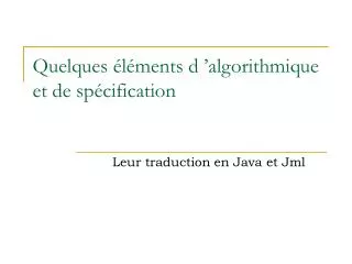 quelques l ments d algorithmique et de sp cification