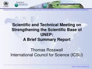 Scientific and Technical Meeting on Strengthening the Scientific Base of UNEP: