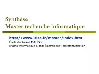 synth se master recherche informatique