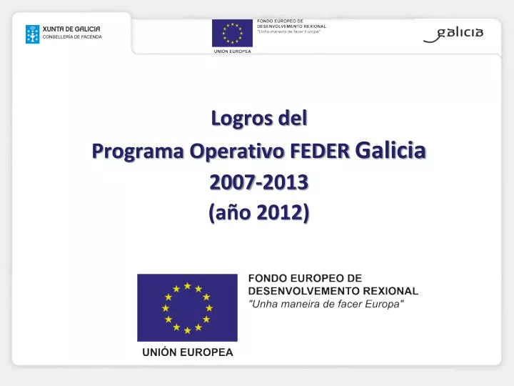 logros del programa operativo feder galicia 2007 2013 a o 2012