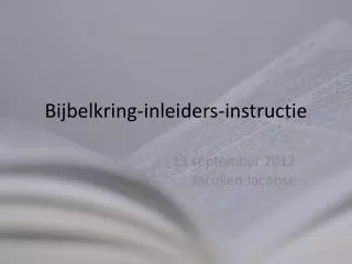 bijbelkring inleiders instructie