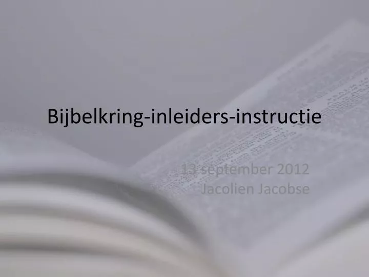 bijbelkring inleiders instructie