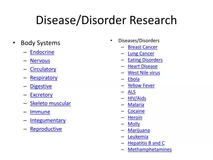 disease disorder research