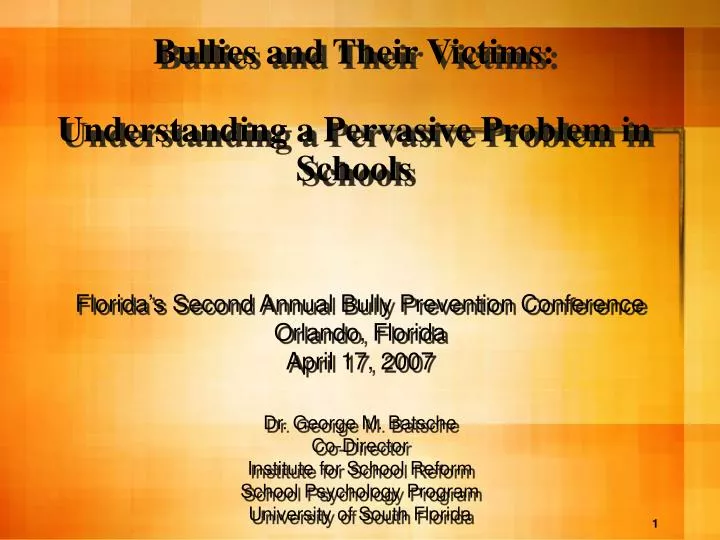 bullies and their victims understanding a pervasive problem in schools