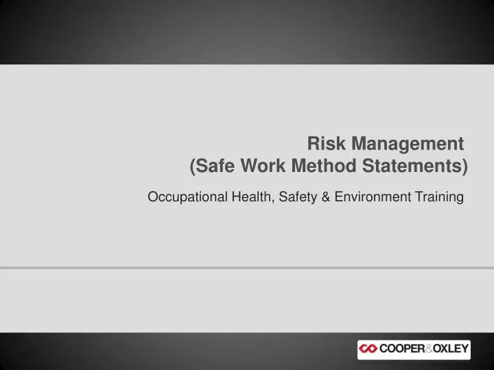 risk management safe work method statements