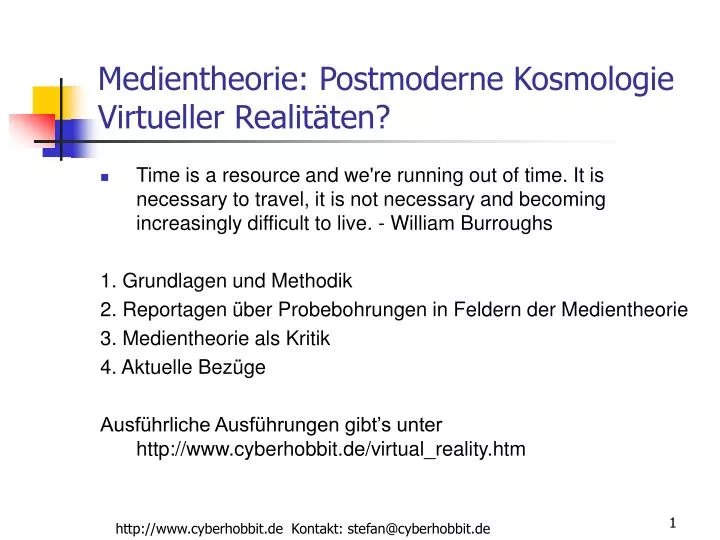 medientheorie postmoderne kosmologie virtueller realit ten