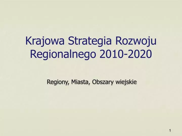 krajowa strategia rozwoju regionalnego 2010 2020
