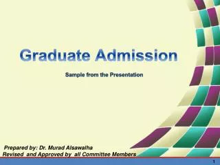 Graduate Admission Sample from the Presentation