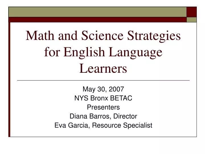 math and science strategies for english language learners