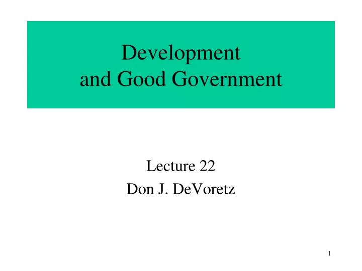 development and good government
