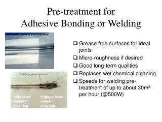 Pre-treatment for Adhesive Bonding or Welding