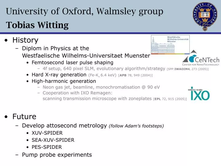 university of oxford walmsley group