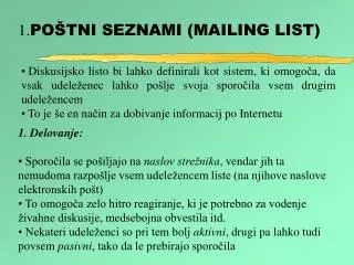 1 po tni seznami mailing list