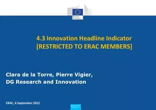 4.3 Innovation Headline Indicator [RESTRICTED TO ERAC MEMBERS]