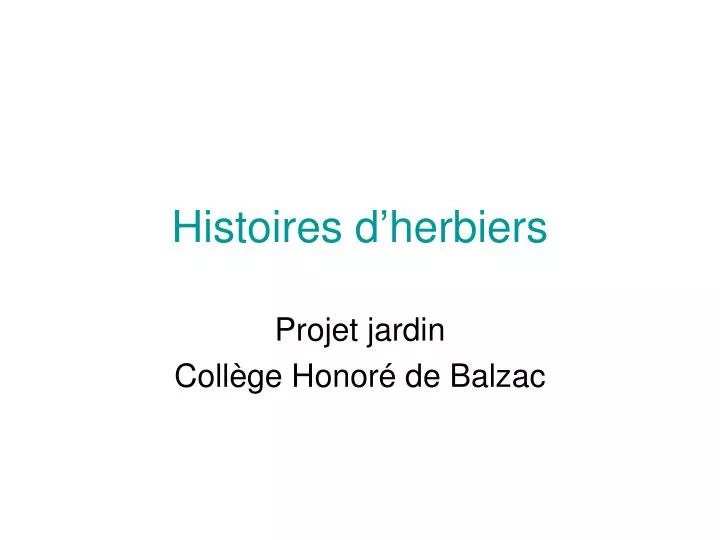 histoires d herbiers