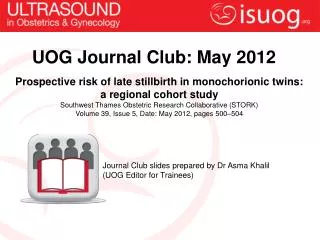 UOG Journal Club: May 2012