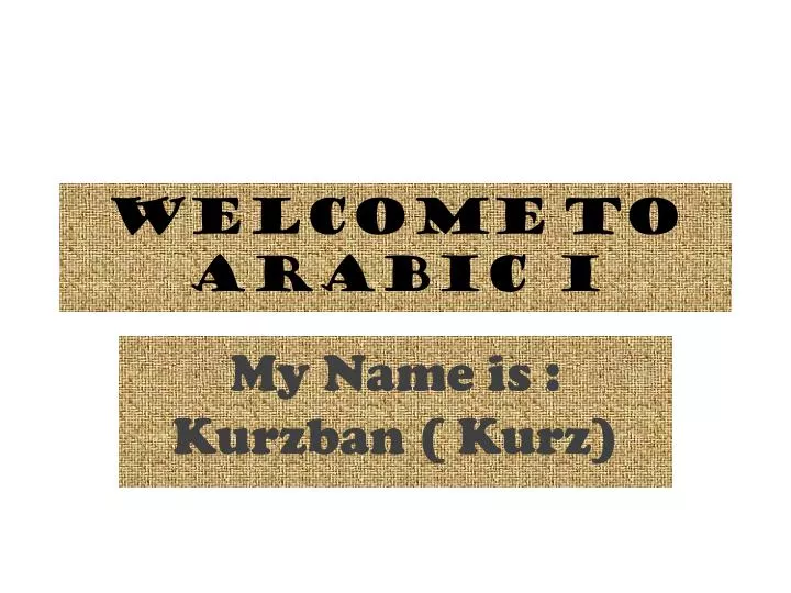 welcome to arabic i