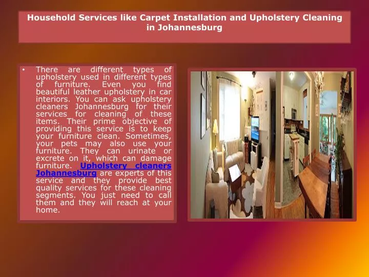 household services like carpet installation and upholstery cleaning in johannesburg