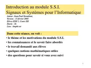 introduction au module s s i signaux et syst mes pour l informatique