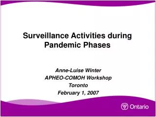 Surveillance Activities during Pandemic Phases