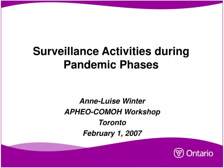 surveillance activities during pandemic phases