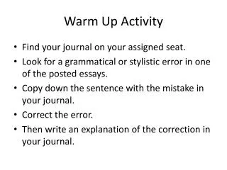 Warm Up Activity