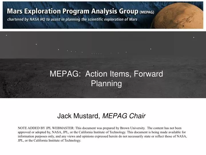 mepag action items forward planning